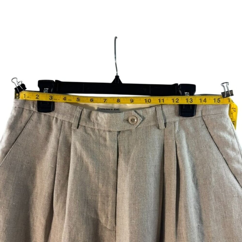 Trouser Etc New York Beige/Tan Linen Pleated Shorts Size 12 - Picture 6 of 7
